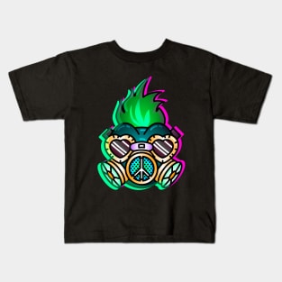 Punky Gas Mask - Green and Purple Ed. Kids T-Shirt